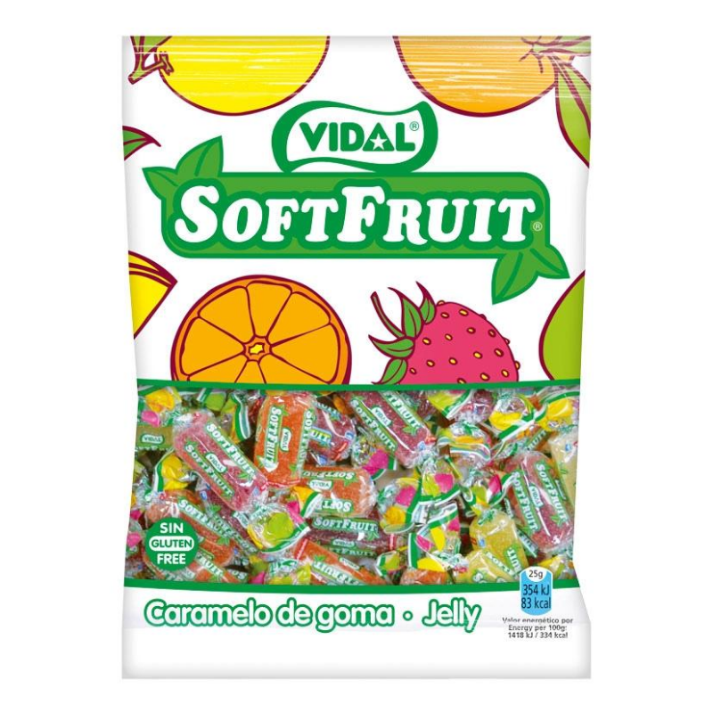 Soft Fruit - Aprox 164 Uds- Caramelos Blandos Sabores Frutales - Vidal Golosinas | Formato Bolsa 1KG