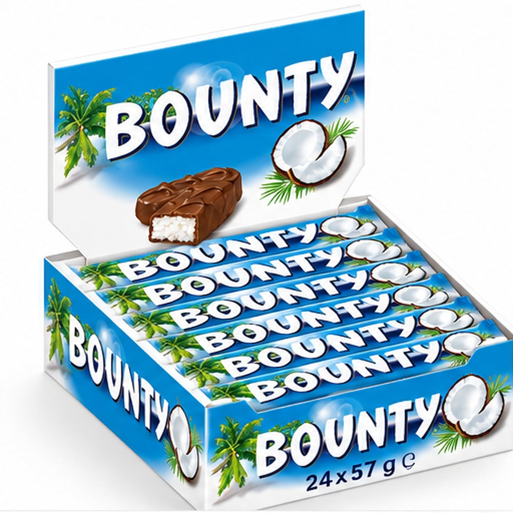 Bounty expositor 24 unidades de 57 g fondo blanco