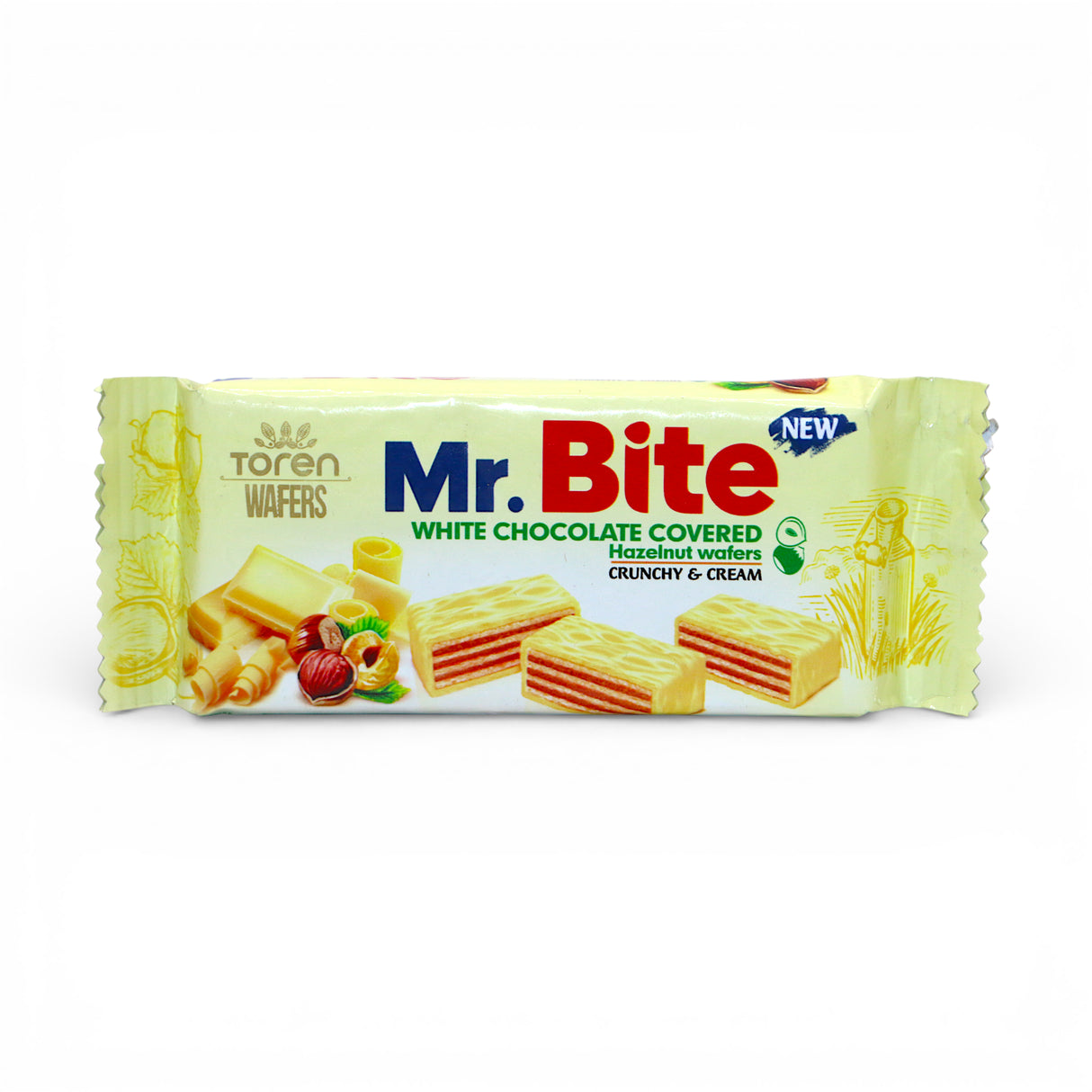 MR.Bite Chocolate Blanco Con Avellana 38G - Expositor Contiene 24 Unidades