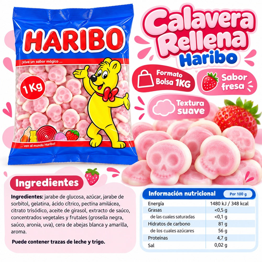 Haribo Calavera Rellena características e información nutricional