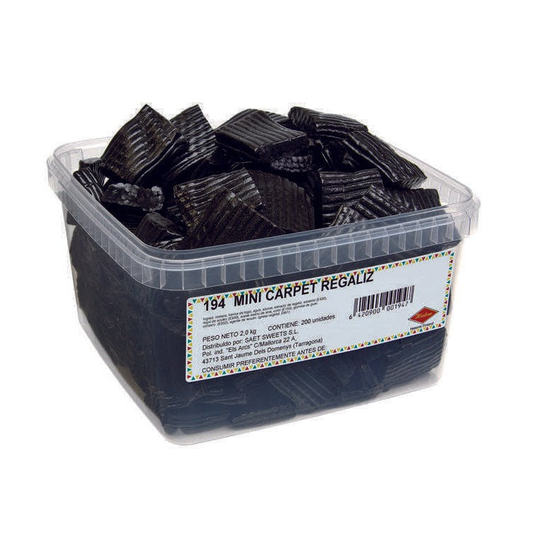 Mini Bar Regaliz Negro - Saet Sweets | Tarro 2KG - 220 Unidades