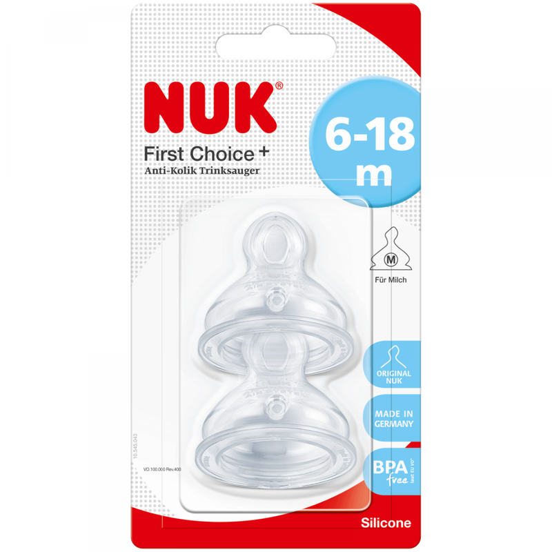 NUK Biberones - Pico de Silicona Suave para Lactancia Bebés | Recomendado 6 - 18 meses | Pack 2 Unidades