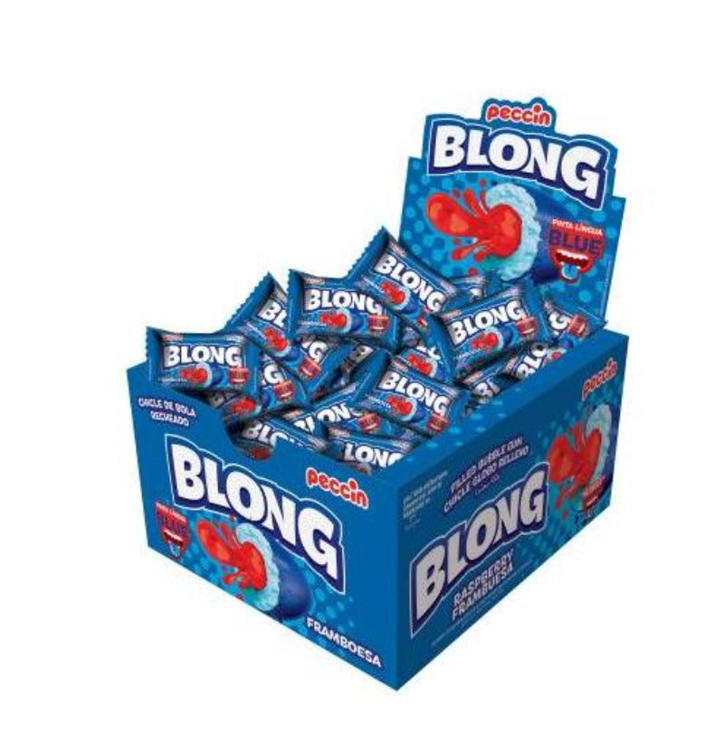 Blong Chicle Relleno Sabor Frambuesa Blue Contiene 40 Unidades