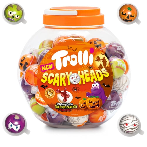 Scary Heads Temática Halloween - Momias, Calabazas, Zombies - Relleno Líquido Interior - Contiene 60 Unidades