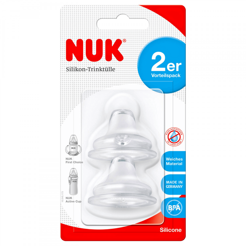NUK Biberones Primeras Veces Bebés  - Pack de 2 tetinas para biberones (0 a 6 meses, válvula anticólicos, sin BPA)
