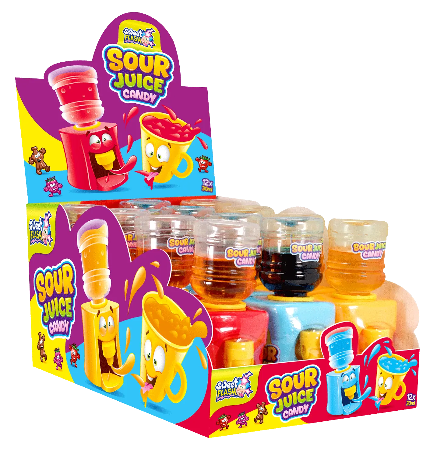 Dispensador Sour Juicy 30g (Cola, Fresa y Frambuesa) | Contiene 12 Unidades