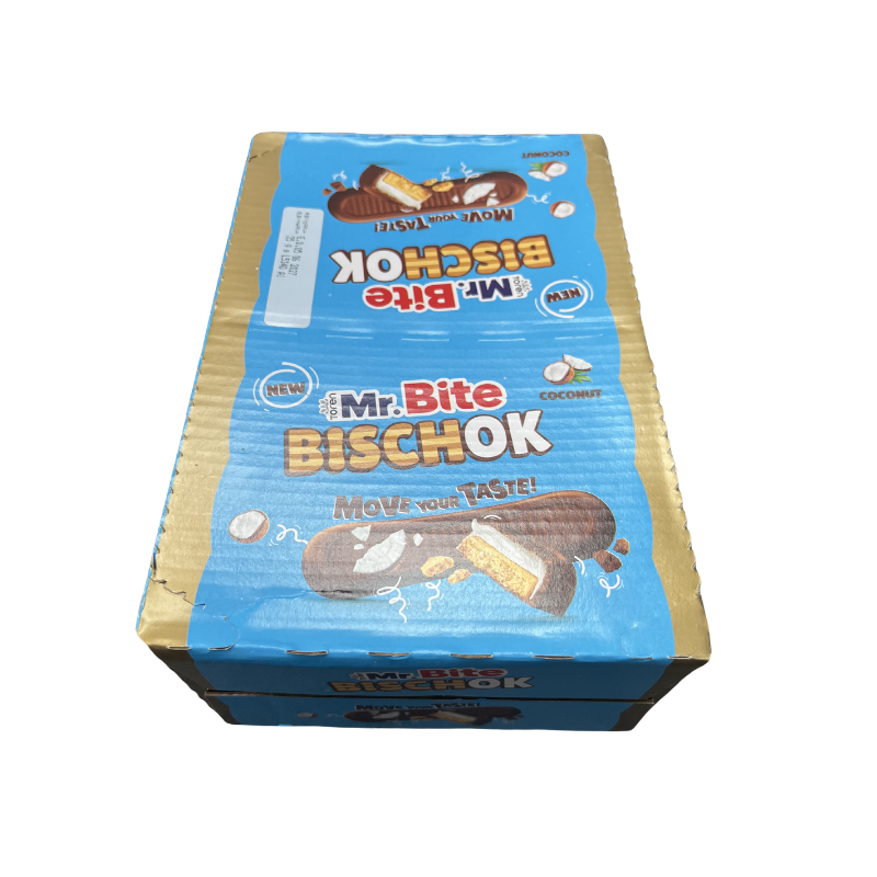 MR.Bite Lingua di Cioccolato e Cocco 35G - Espositore Contiene 24 Unità