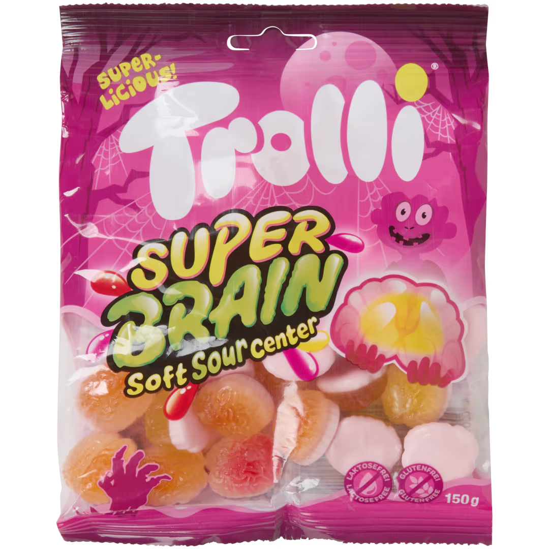 Trolli Super Brain - Cerebro Suave con Interior Relleno "Sour" - 21 Bolsitas de 150g