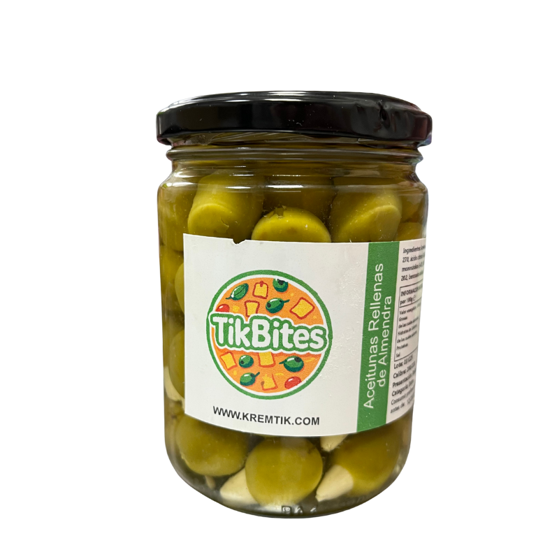 Aceitunas Rellenas de Almendras - Peso Neto: 440g Peso Neto Escurrido: 250g