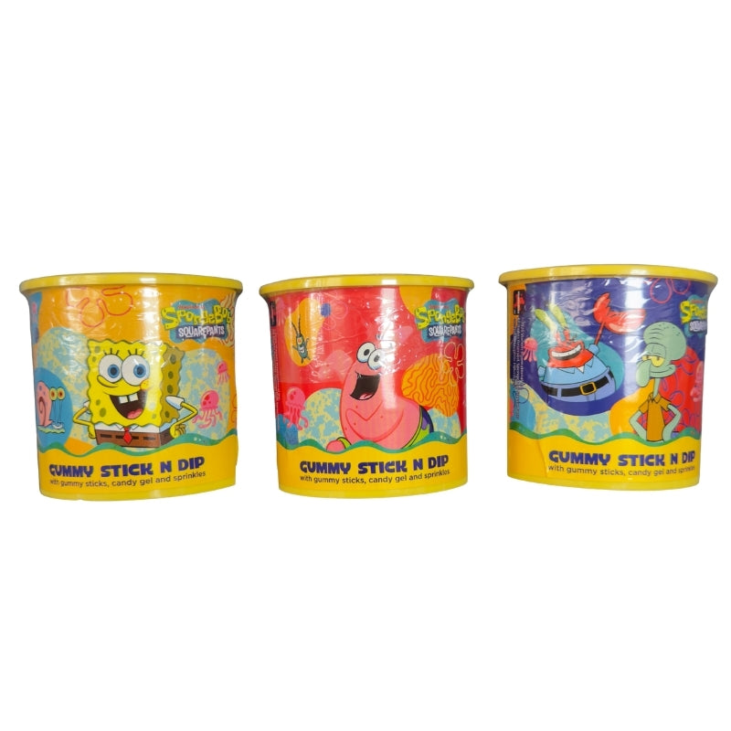 Gummy Sticks Sponge-Bob | Gominolas+Líquido+Sprinkles | Contiene 12 Uds x 55G