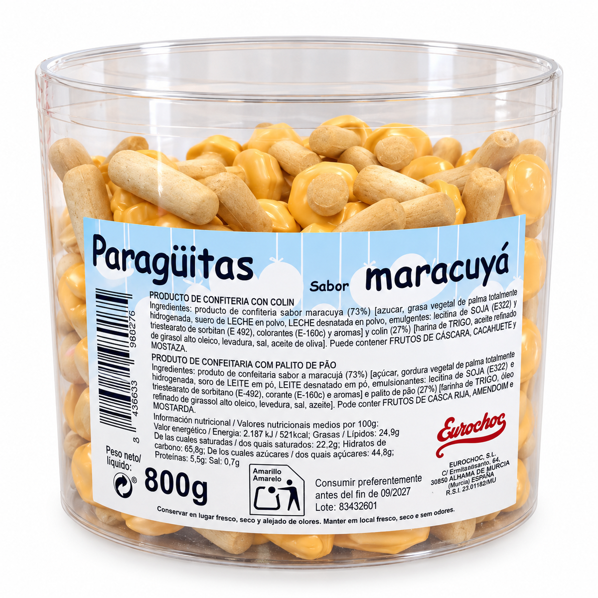 Paraguas "Picos con Chocolate" Sabor Maracuyá | Tarro Reutilizable 800G