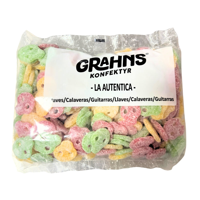 Calaveras "3 Colores" Super Ácidas | Formato Bolsa 1,2KG - Contiene 221 Unidades