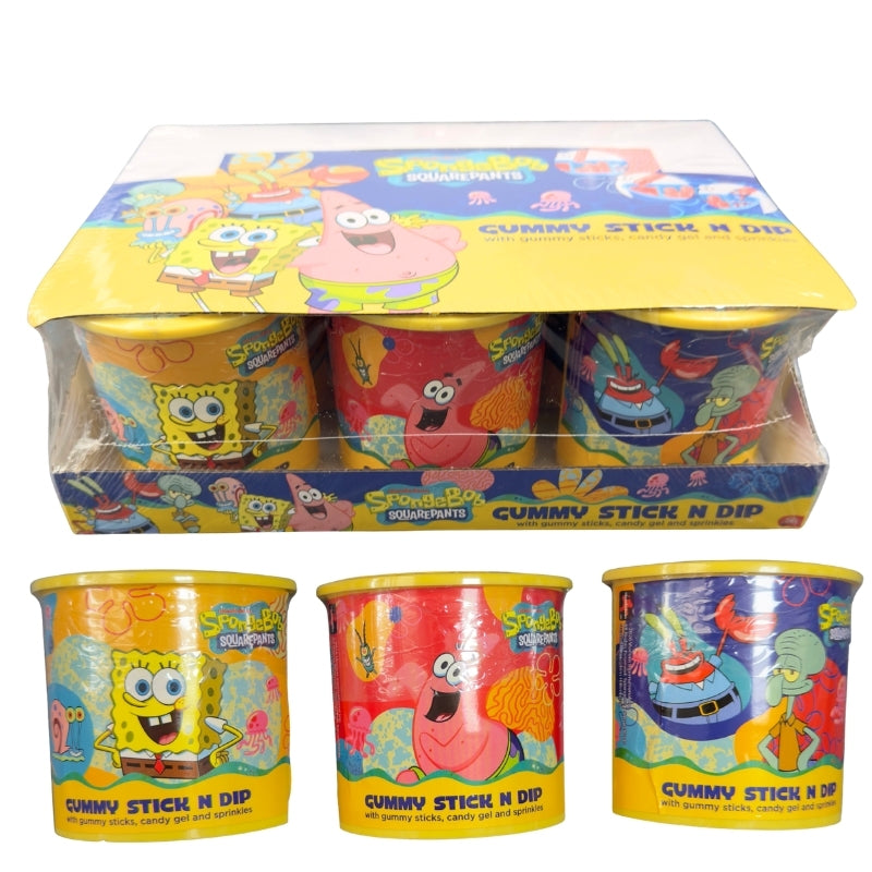 Gummy Sticks Sponge-Bob | Gominolas+Líquido+Sprinkles | Contiene 12 Uds x 55G