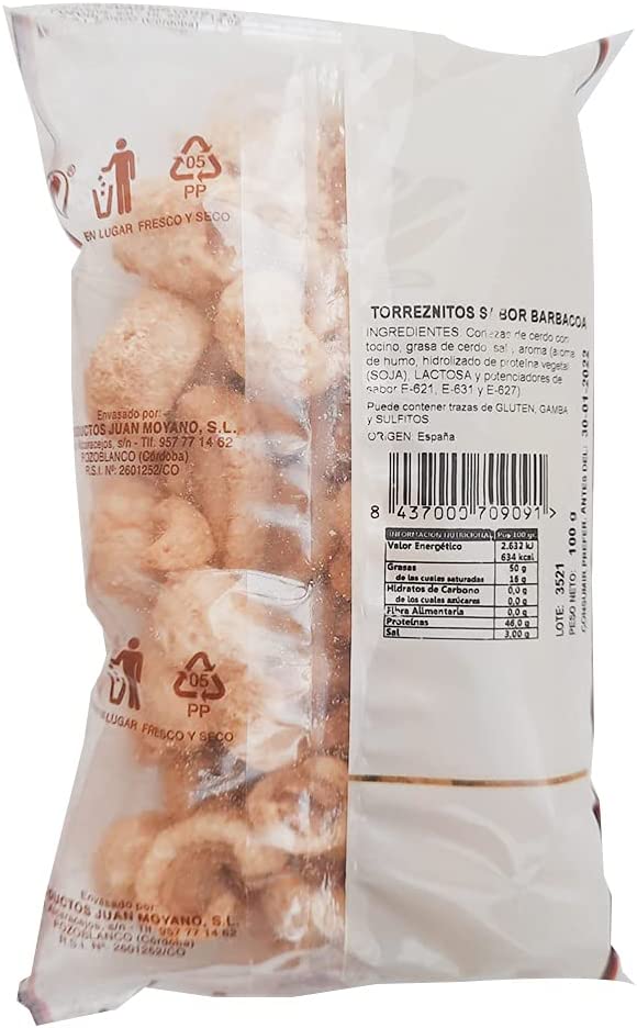 Torreznos Barbacoa - Cortezas de cerdo con tocino - Caja 12 bolsas de 100g