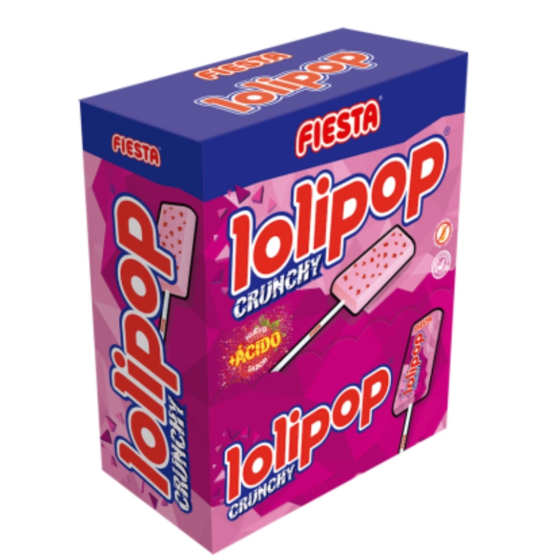 Lolipop Crunchy - Sabor Fresa Ácida | Contiene 100 Unidades