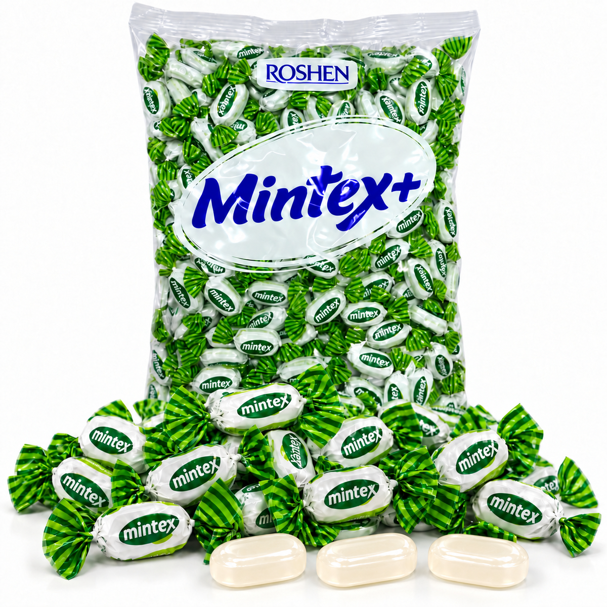 Caramelos Duros Roshen Mintex 1KG – Caramelos Refrescantes de Menta, Mentol y Eucalipto Sabor Intenso