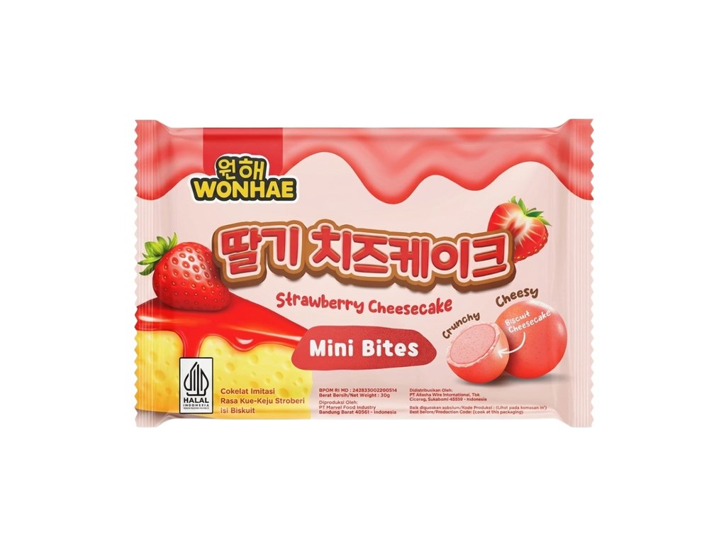Wonhae Strawberry Cheesecake Mini Biscuit 30g | PACK 10 UNIDADES