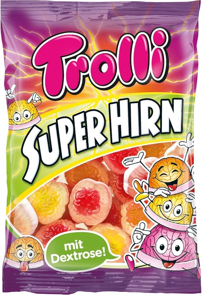 Trolli Super Brain - Cerebro Suave con Interior Relleno "Sour" - 21 Bolsitas de 150g