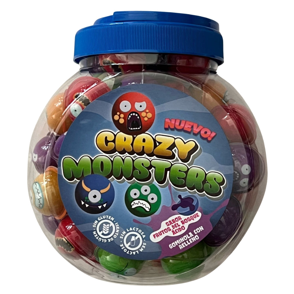 Crazy Monsters - Gominolas Con Relleno Fresa | Tarro Reutilizable con 60 Unidades