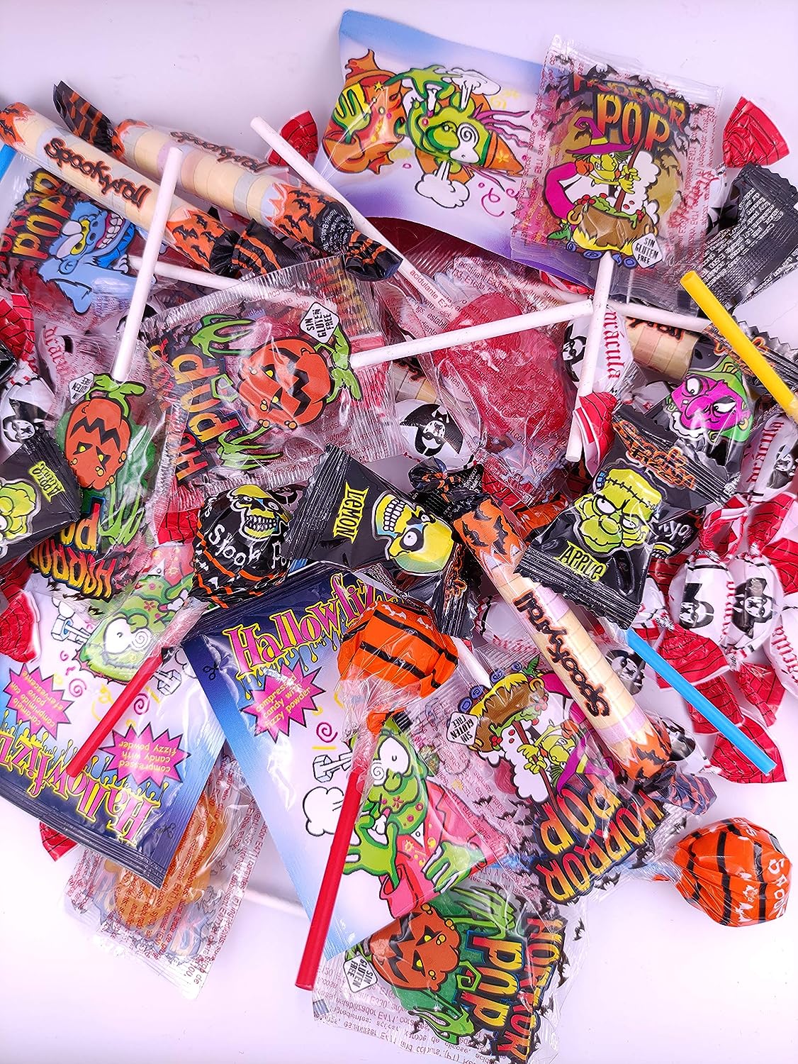 Surtido de Caramelos para Halloween | Hallowcandies 410g - Envueltos Individualmente Chupachups, Piruletas, Caramelos, Fizz Roll...
