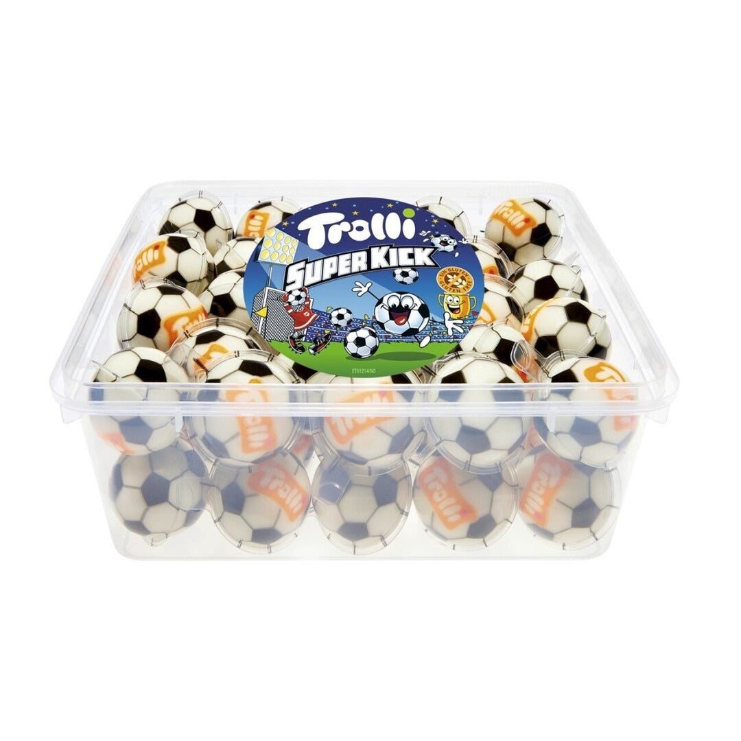 Super Kick Trolli | Pelotas de Fútbol Rellenas | Tarro Expositor 45 Unidades