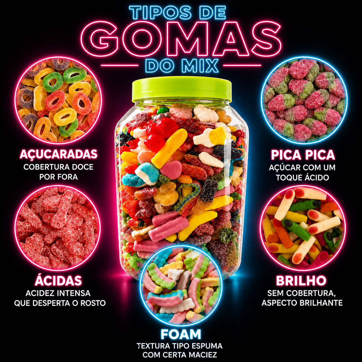 KREMTIK - Pick & Mix Golosinas: Azúcar, Pica Pica, Brillo, Ácidas, Foam | TARRO 3KG