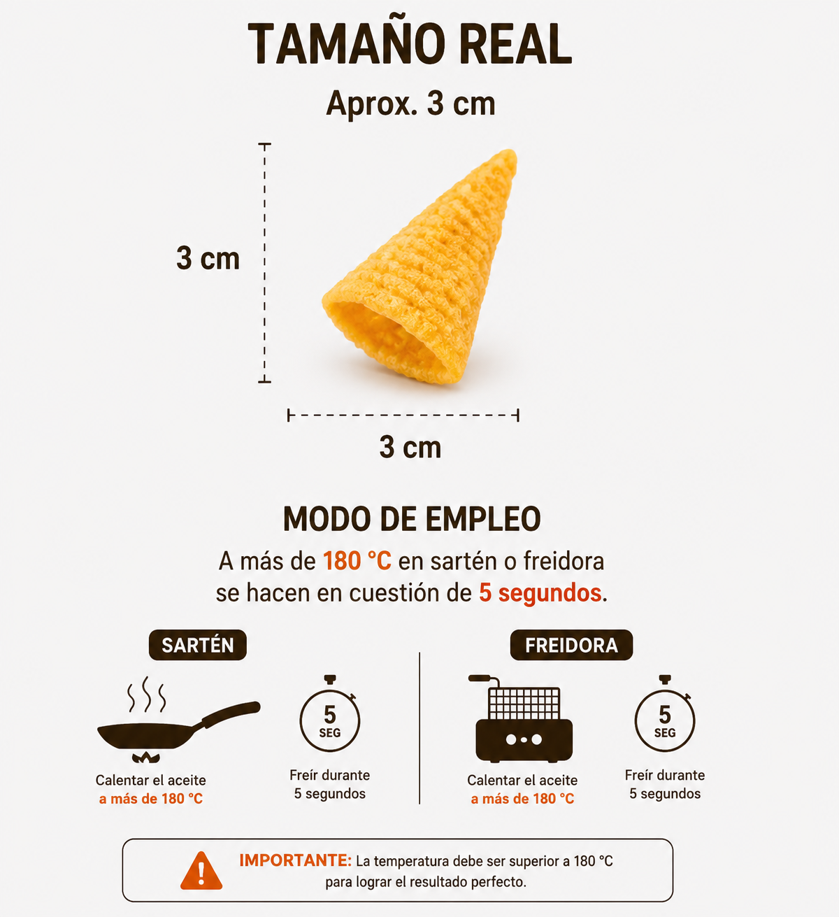 Conos Super 3D - Snacks Para Freír en Casa | Formato Tarro Reutilizable 500G