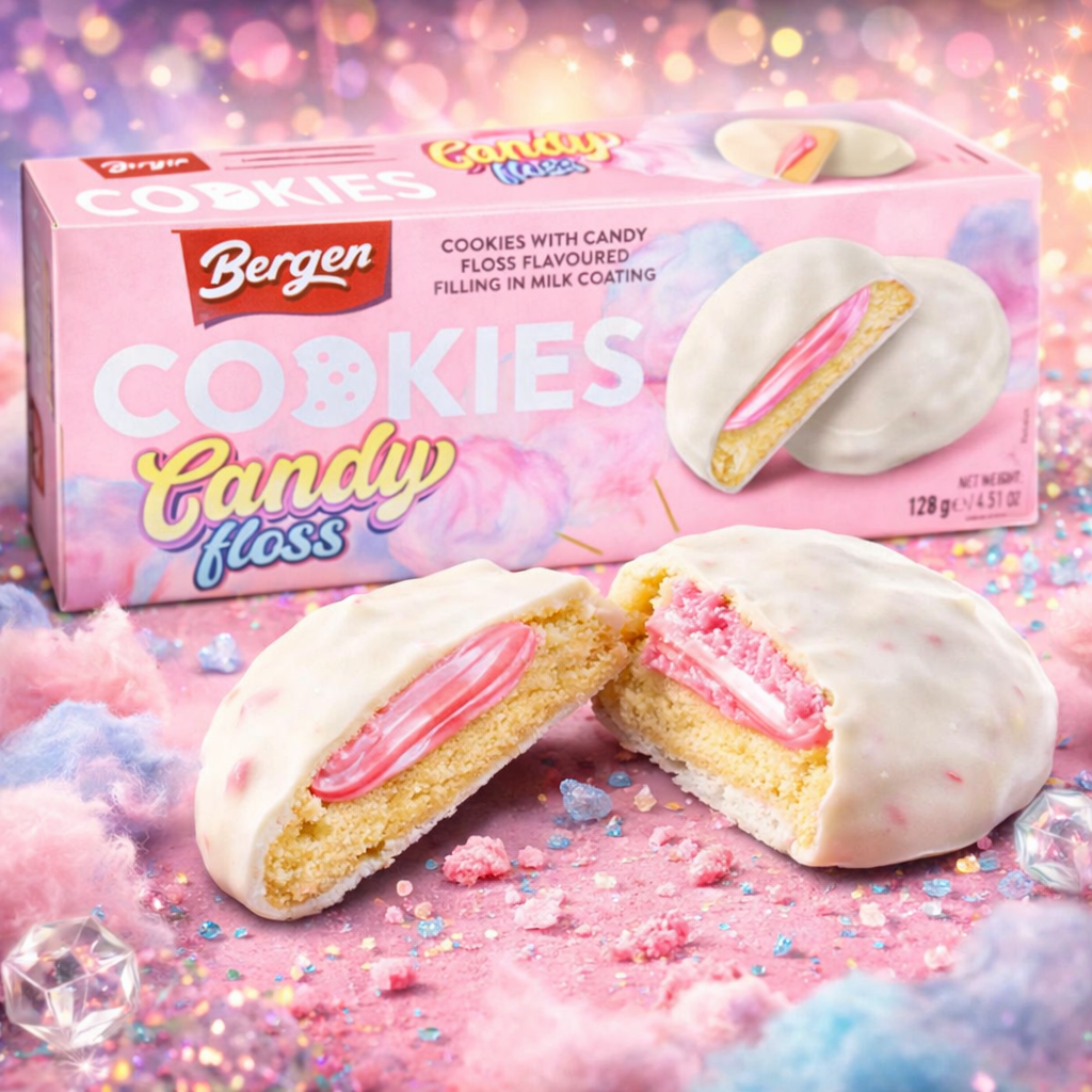 Caja Galletas Bergen Sabor Algodón de Azucar | Formato 18 Uds