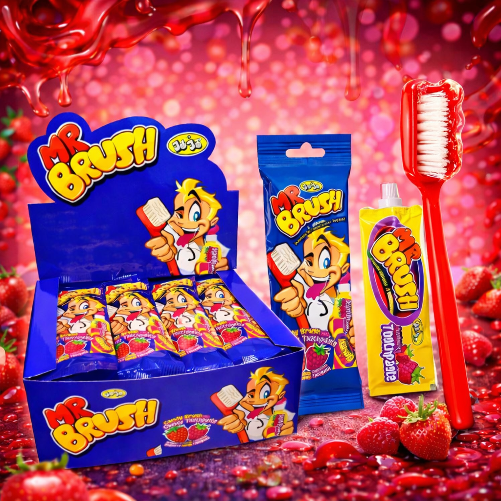 Cepillo y Pasta de dientes- Sabor Fresa y Frambuesa | Contiene 24 Uds