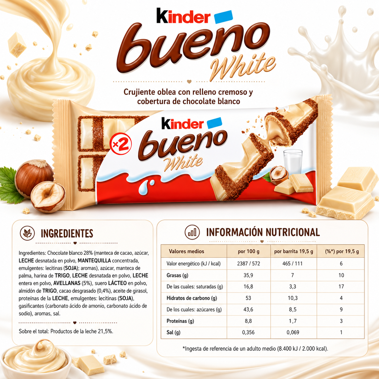 #AMZ Kinder Bueno White - Caja Importación 15 Uds