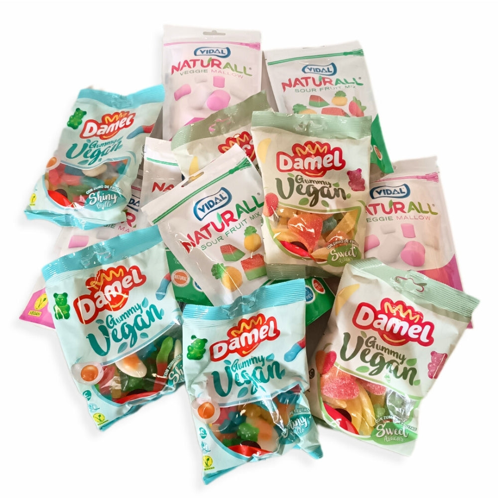 | VEGAN SWEETS PACK |  Surtido Gominolas y Esponjitas para Veganos - Contiene 12 Bolsitas