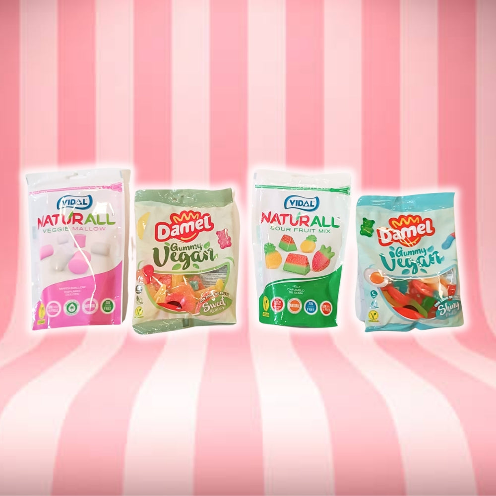 | VEGAN SWEETS PACK |  Surtido Gominolas y Esponjitas para Veganos - Contiene 12 Bolsitas