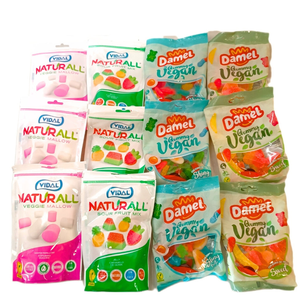 | VEGAN SWEETS PACK |  Surtido Gominolas y Esponjitas para Veganos - Contiene 12 Bolsitas
