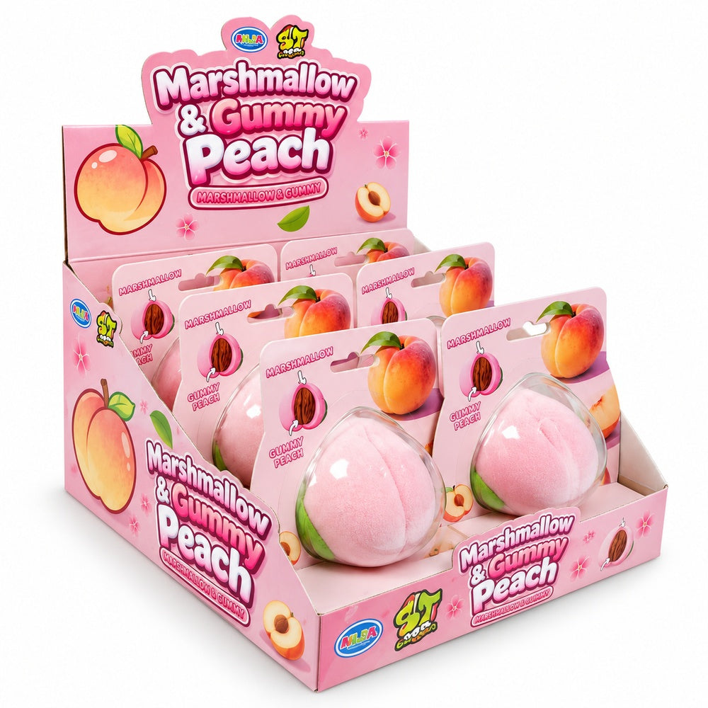 Marshmallow Gigante Melocotón Pelable | Contiene 6 Unidades x 120G — Fondo blanco