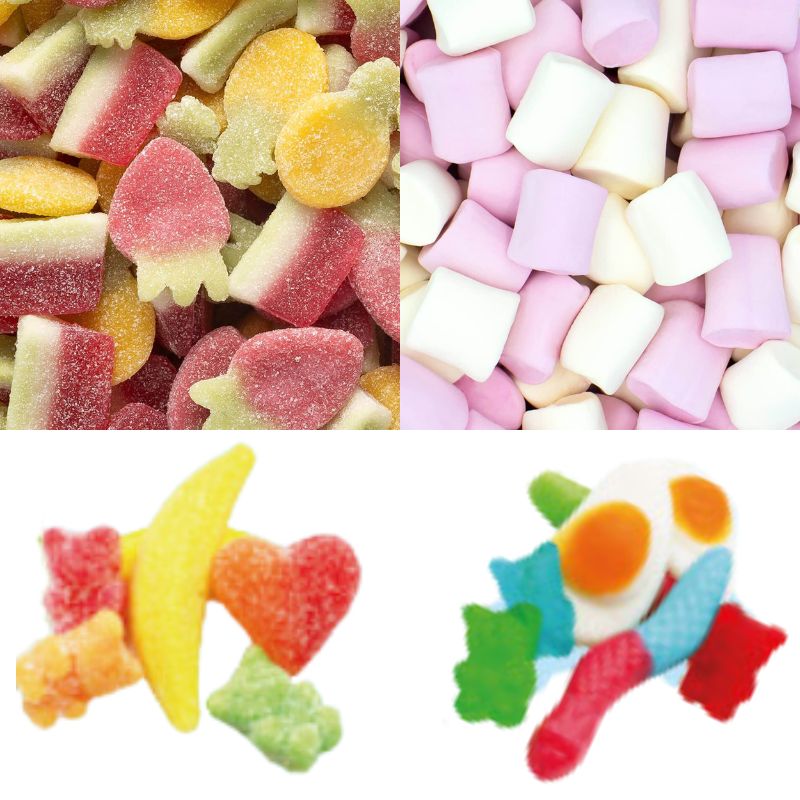 | VEGAN SWEETS PACK |  Surtido Gominolas y Esponjitas para Veganos - Contiene 12 Bolsitas