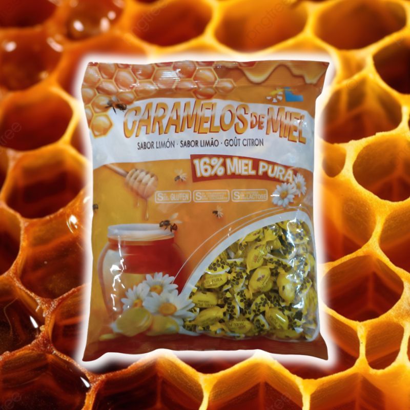 Caramelos de Miel Pura 16% - Sabor Limón - Aprox 285 Unidades | Sin Gluten, Sin Colorantes y Sin Lactosa - Formato Bolsa 1KG