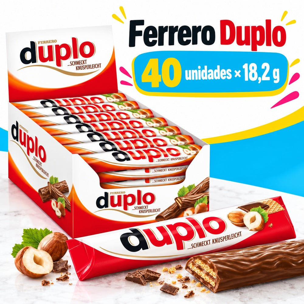 Ferrero Duplo Barras de Chocolate con Avellana | Contiene 40 Unidades x 18,2g — Información del producto