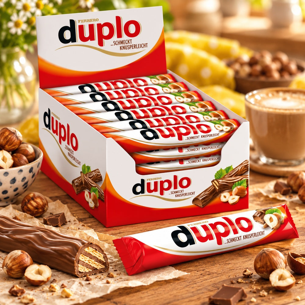Ferrero Duplo Barras de Chocolate con Avellana | Contiene 40 Unidades x 18,2g — Escena temática