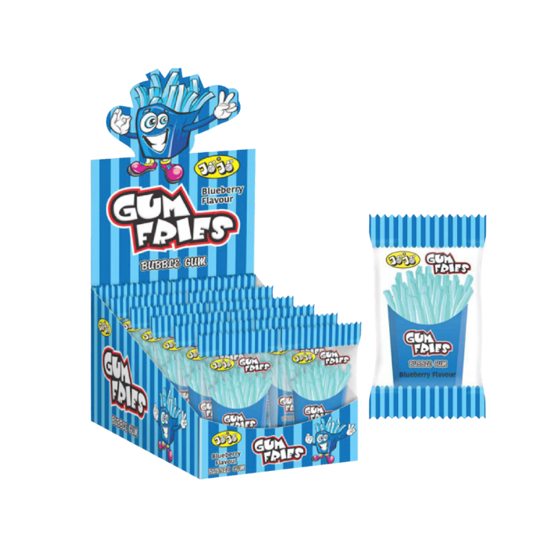 Patatas Fritas de Chicle Sabor Arándano con Salsa Ácida "Ketchup" - Gum Fries  Contiene 12 Uds