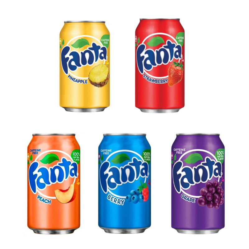 Fanta Sabores MELOCOTÓN, BERRY, PIÑA, FRESA y UVA | Formato 12 Uds