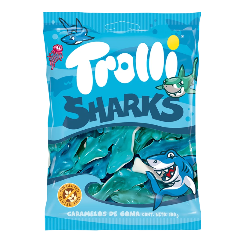 Tiburones Azules Trolli | 12 Bolsas De 100 g
