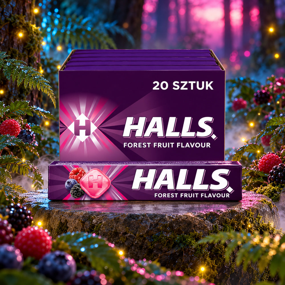 Halls Frutos del Bosque: ambientación de bosque
