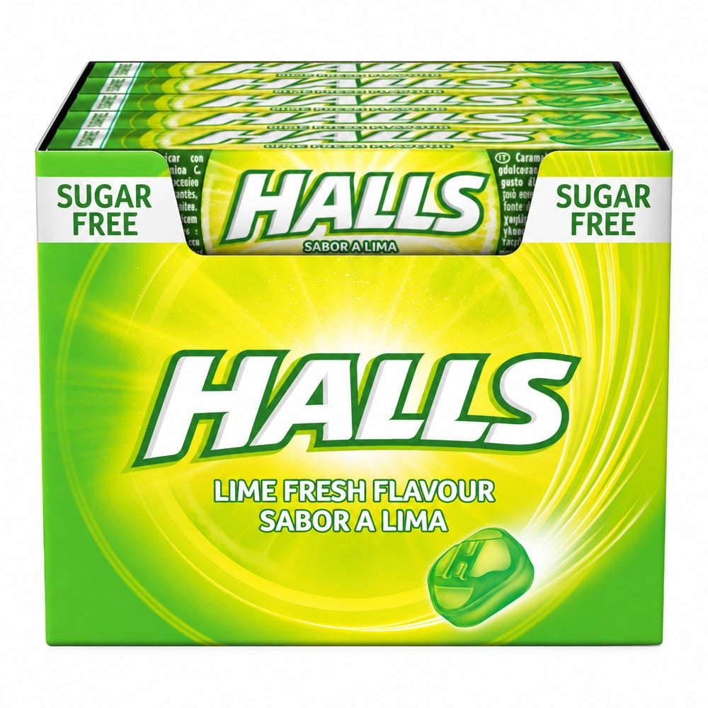 Halls Lime Fresh - Expositor original sobre fondo blanco