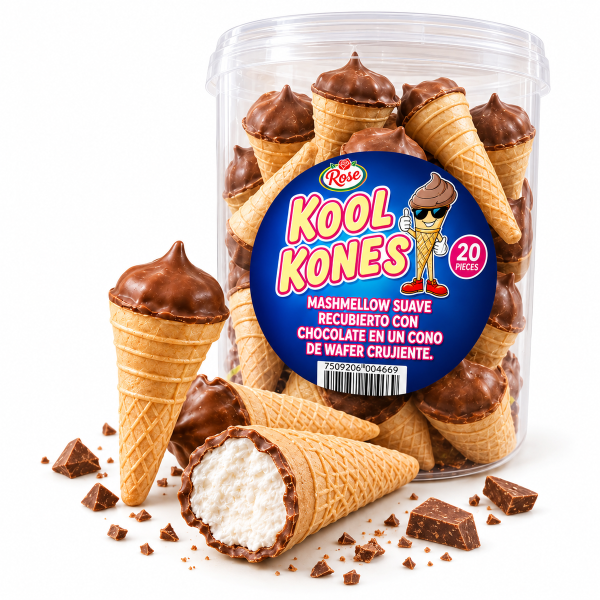 Kool Kones - Conos Sabor Chocolate | Contiene 20 Unidades