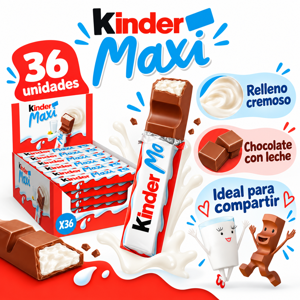 Kinder Maxi - Chocolate Bar (36 pcs)