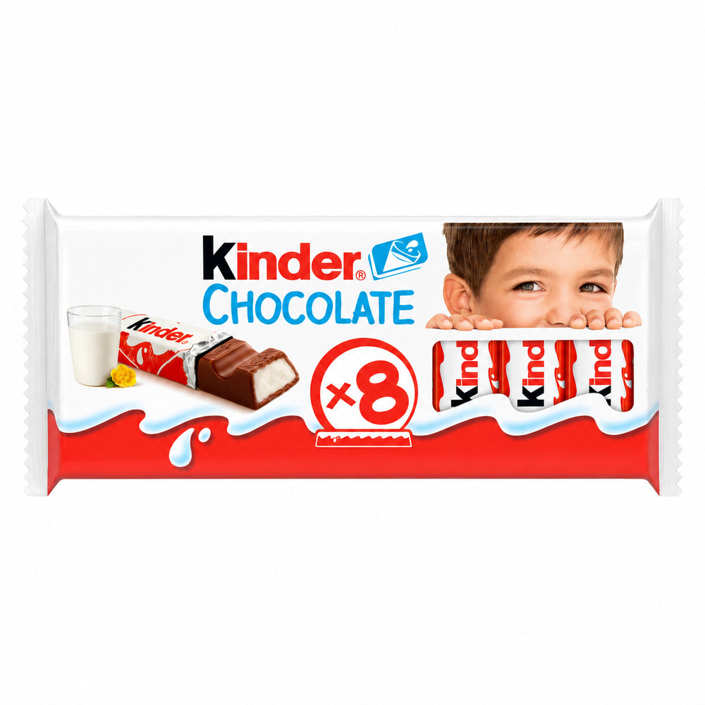 Kinder Chocolate T8 - Contiene 100G — envase sobre fondo blanco