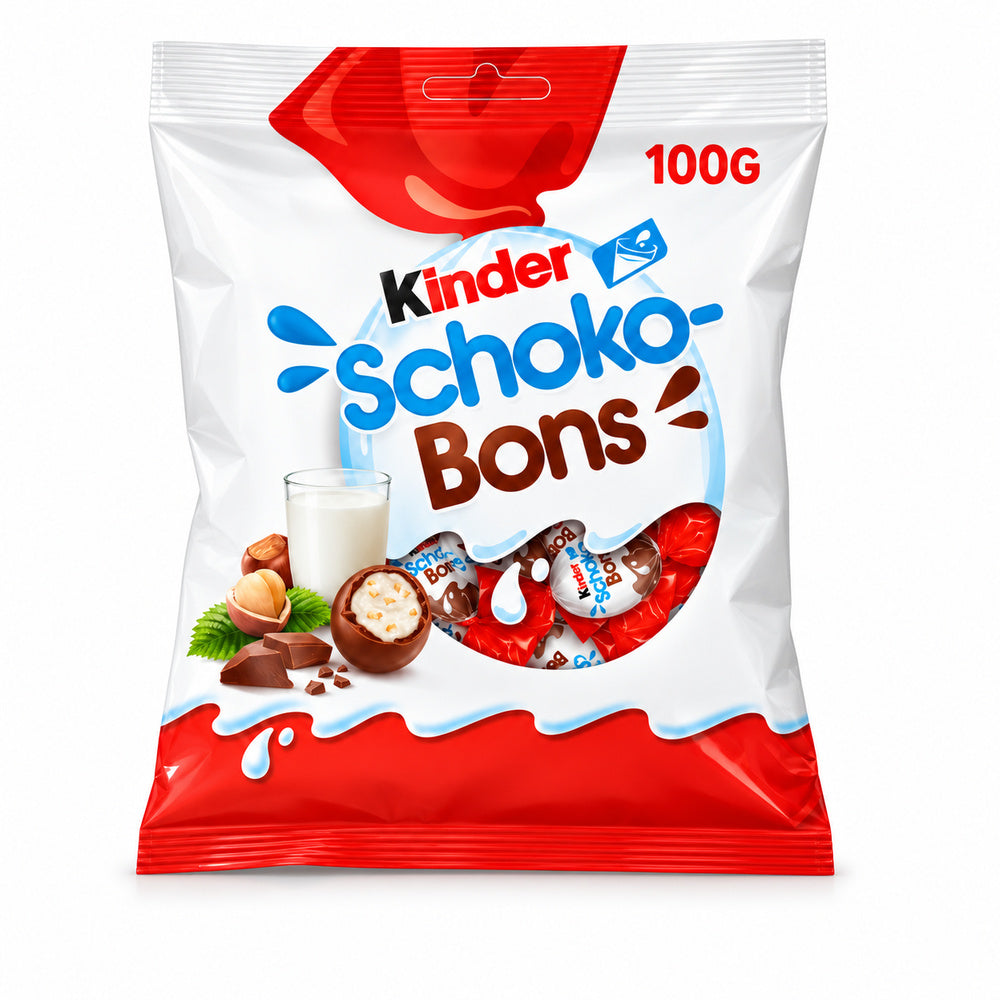 Kinder Schoko-Bons 100g | Contiene 1 Unidad — envase sobre fondo blanco