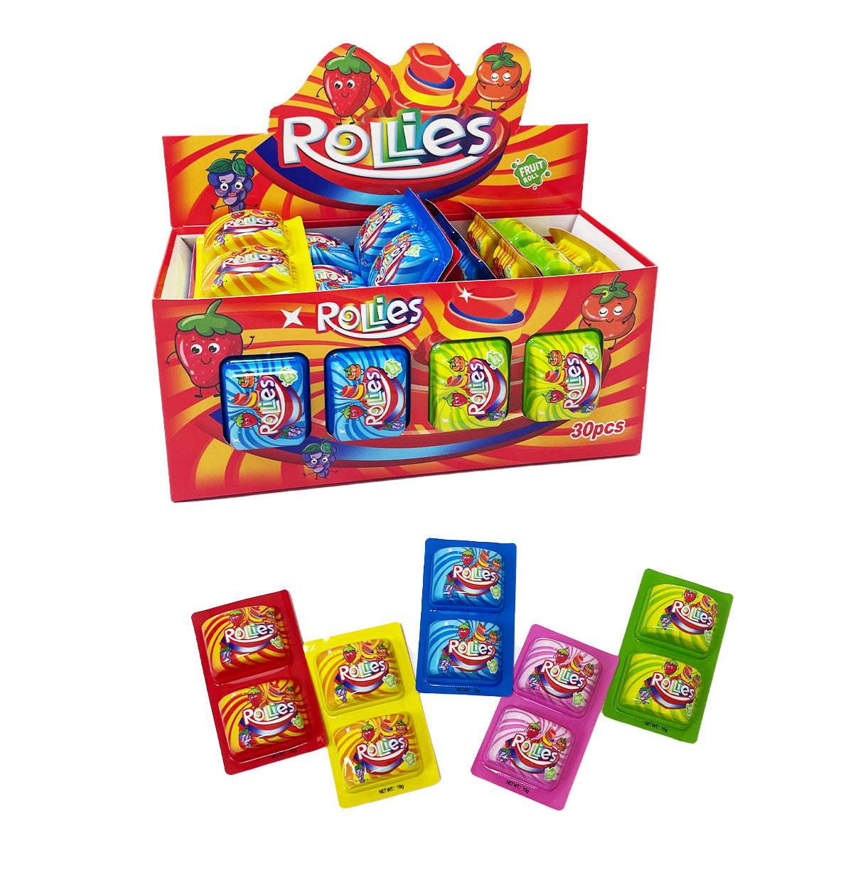 Rollies - Golosina Enrollable - Sabores Frutales - Contiene 30 Unidades