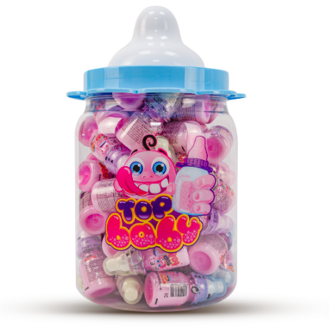 TOP BABY BIBERONES 30 g Color Aleatorio Azul o Rosa - Caramelo Comprimido | Formato Tarro 48 Unidades