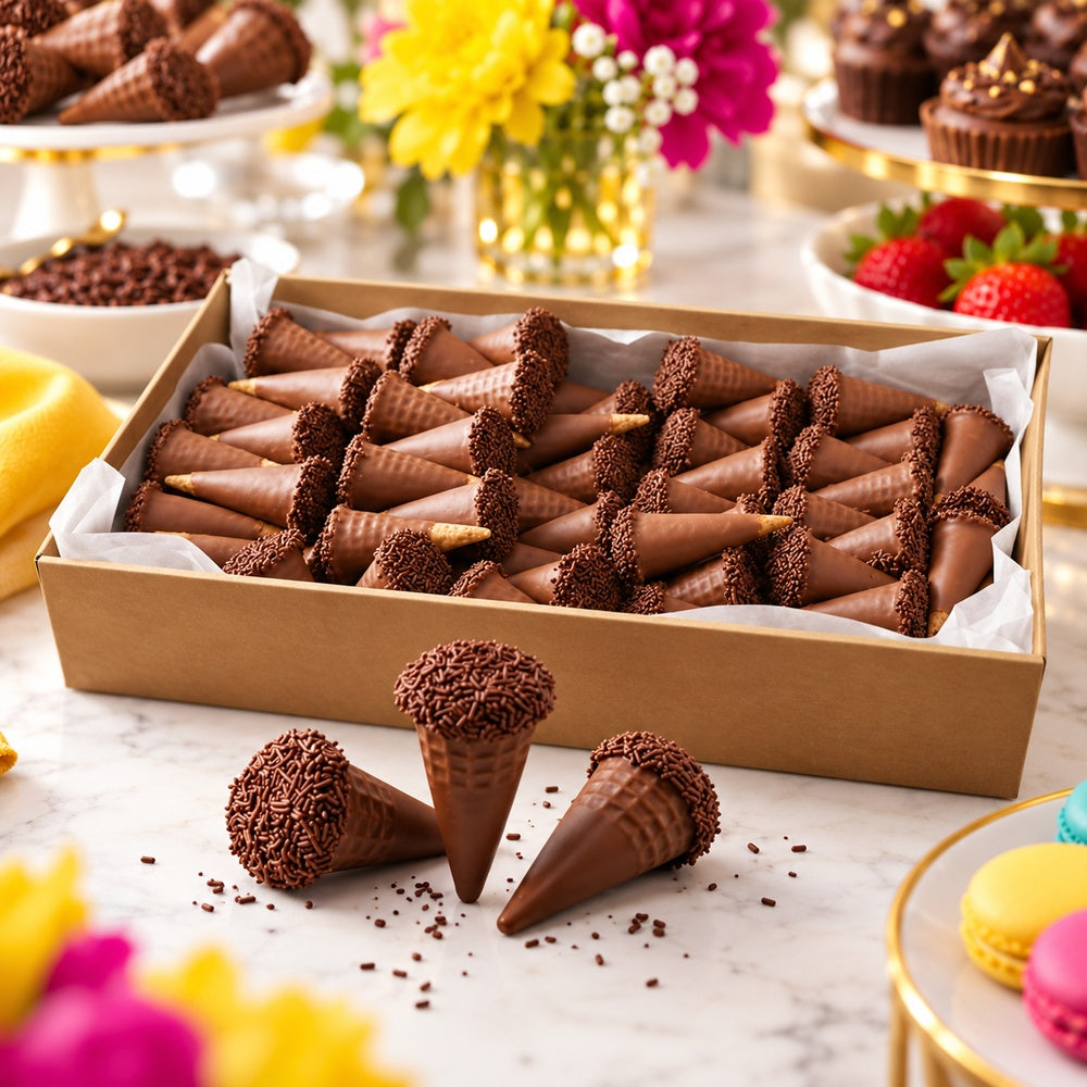 Vizcondesa Conos Chocolate | Caja Expositora 1,5KG — Escena temática
